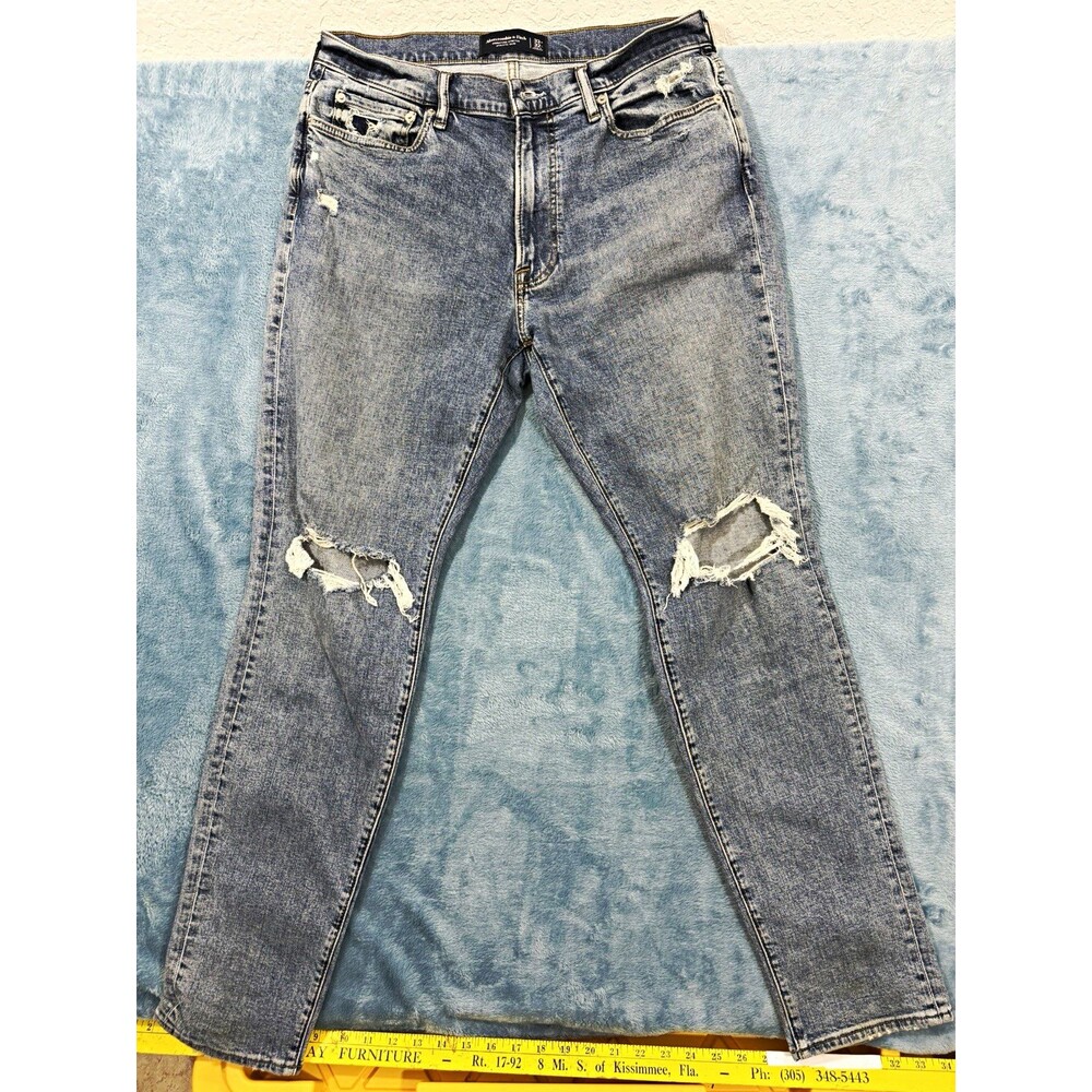 Abercrombie & Fitch Signature Stretch Athletic Slim Distressed Blue Skinny Jeans